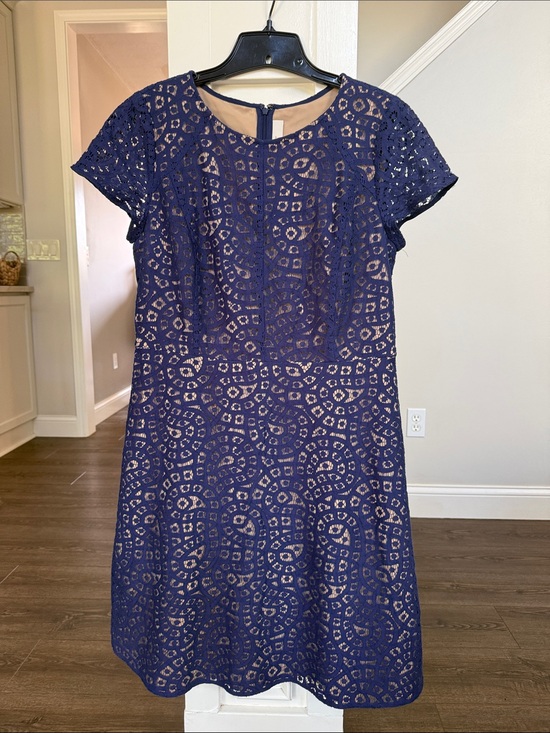 LOFT Dresses & Skirts - LOFT Blue Lace Beautiful Feminine Midi Dress 10